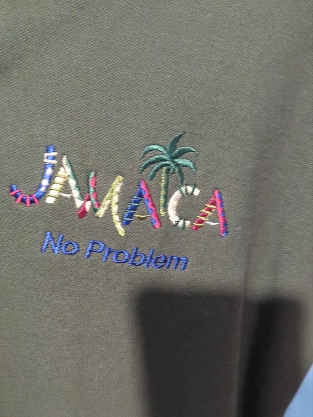 Jamaica Embroidered Polo Shirt - Olive Green - Picture 3 of 5